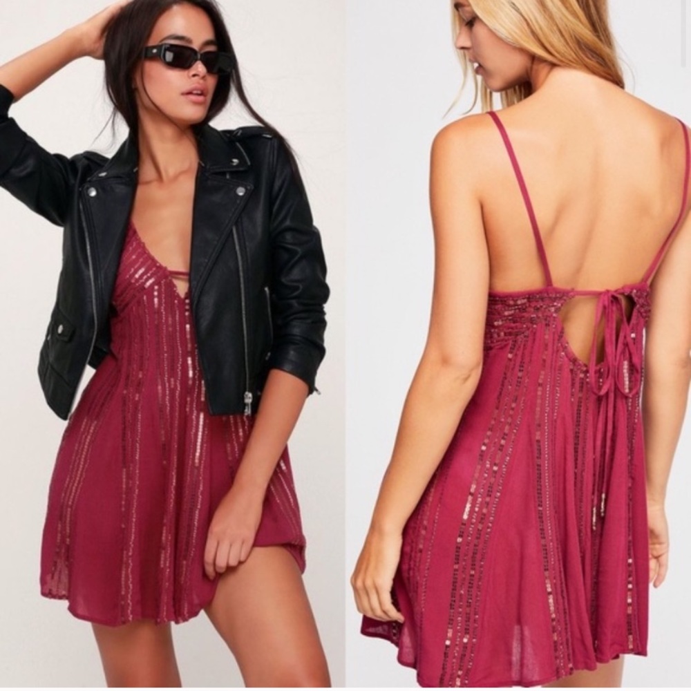 SALE! Free People Here She Is Slip Dress Red Berry